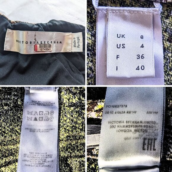 VICTORIA BECKHAM Brown Snake Jacquard Sheath Midi Dress Cap Sleeve Sz UK 8/US 4 - Picture 4 of 10